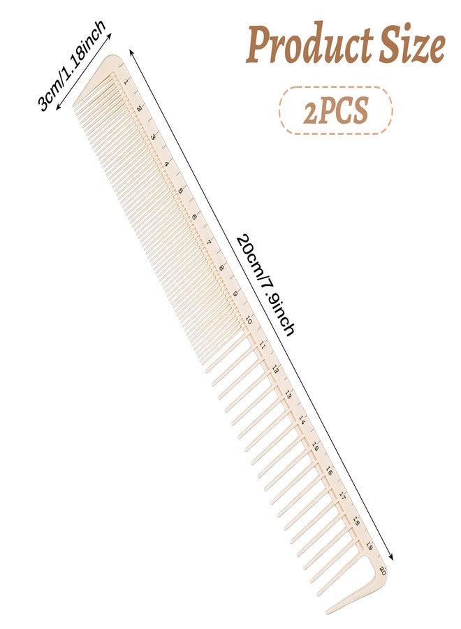 Macuezu 2PCS Hair Cutting Combs with Ruler Measurements, Anti-Static Professional Barber Comb for Salon, Hair Stylists and Barbers, Fine Cutting Combs - Image 2